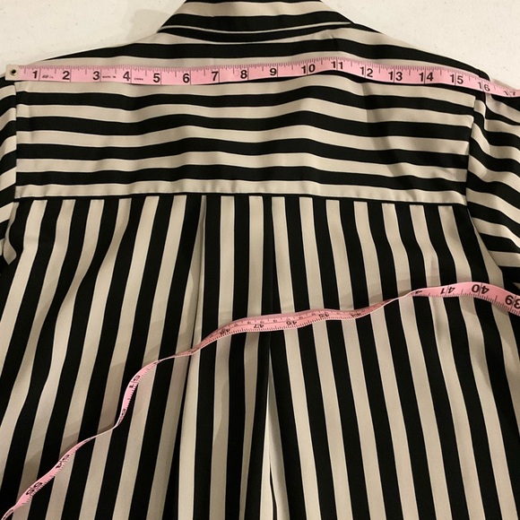 Vintage Yves St. Clair Button Up Blouse Black & Tan Striped Top Women’s Size 10 - Picture 7 of 14